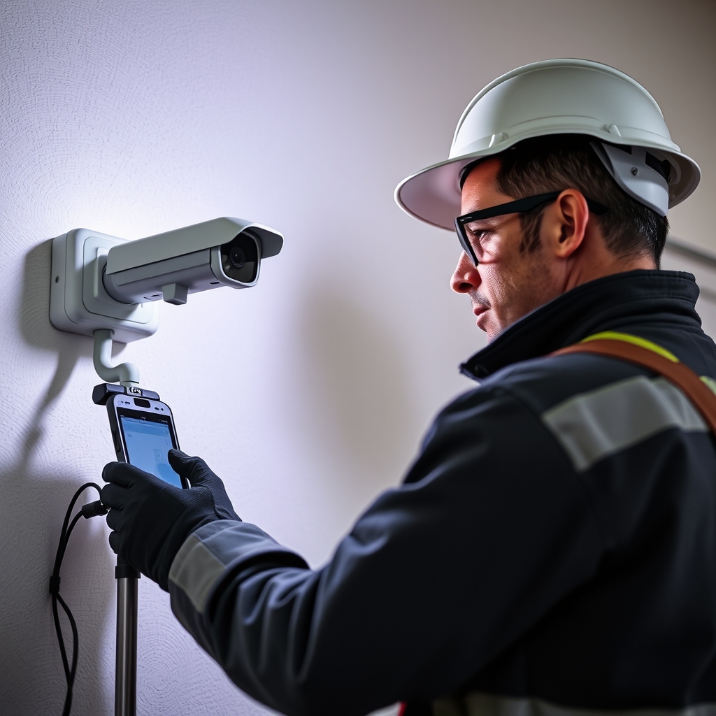 Alarme avec télésurveillance en cours de pose (illustration)